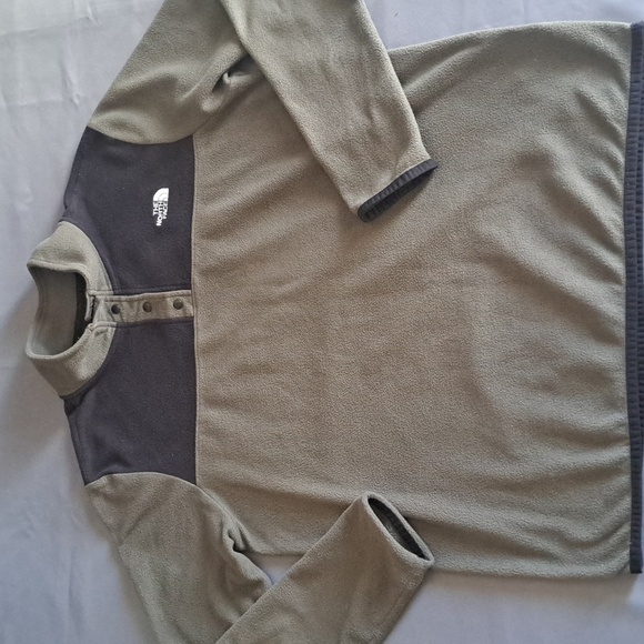 The North Face Fleece Pullover Women's Large Olive Black Snap T - Picture 1 of 7